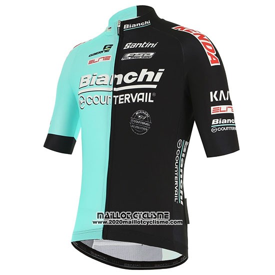 2019 Maillot Ciclismo Bianchi Countervail Noir Vert Manches Courtes et Cuissard